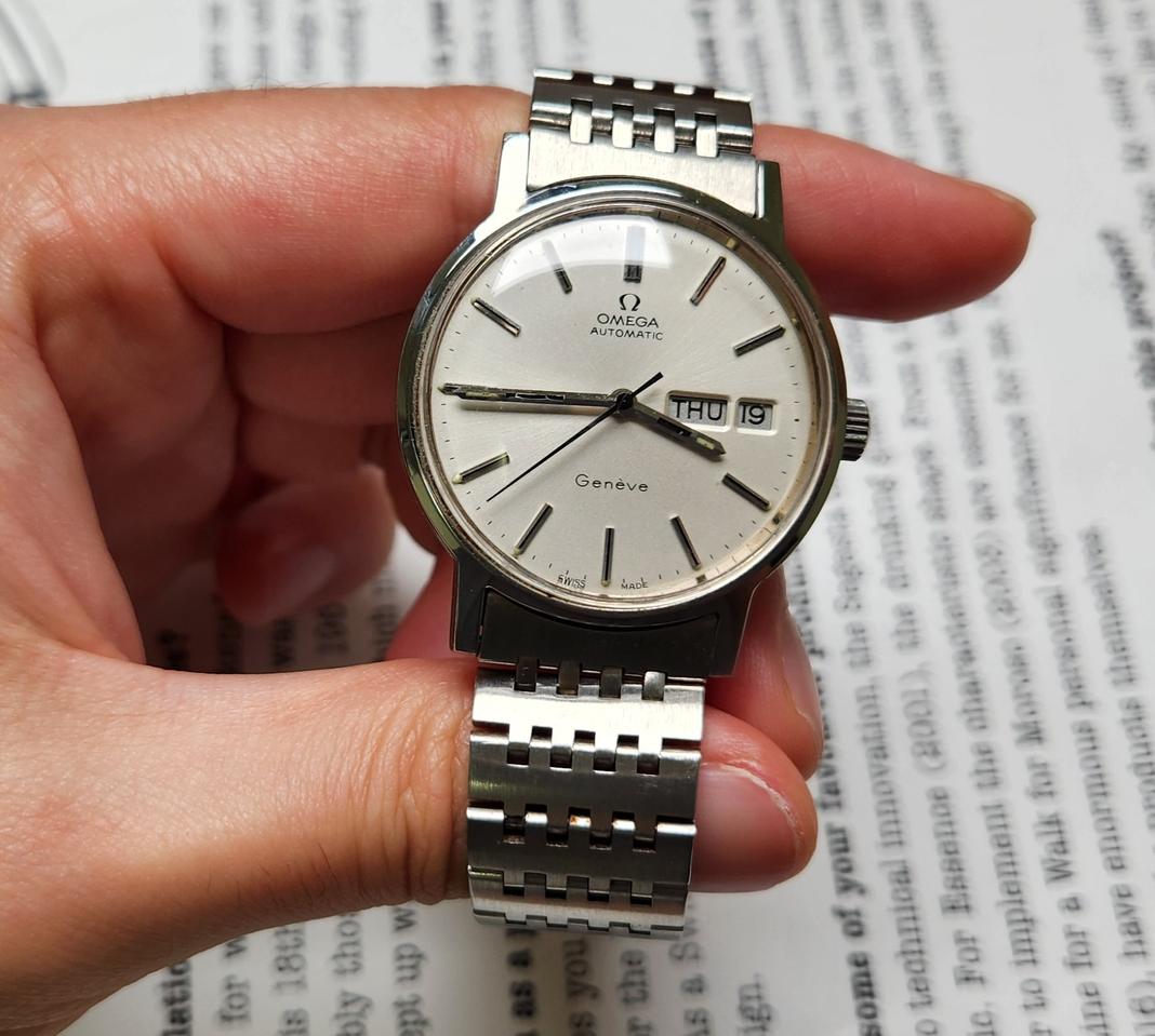빈티지 오메가 제네브 데이데이트 오리지널 실버판 브레이슬릿 ver.
