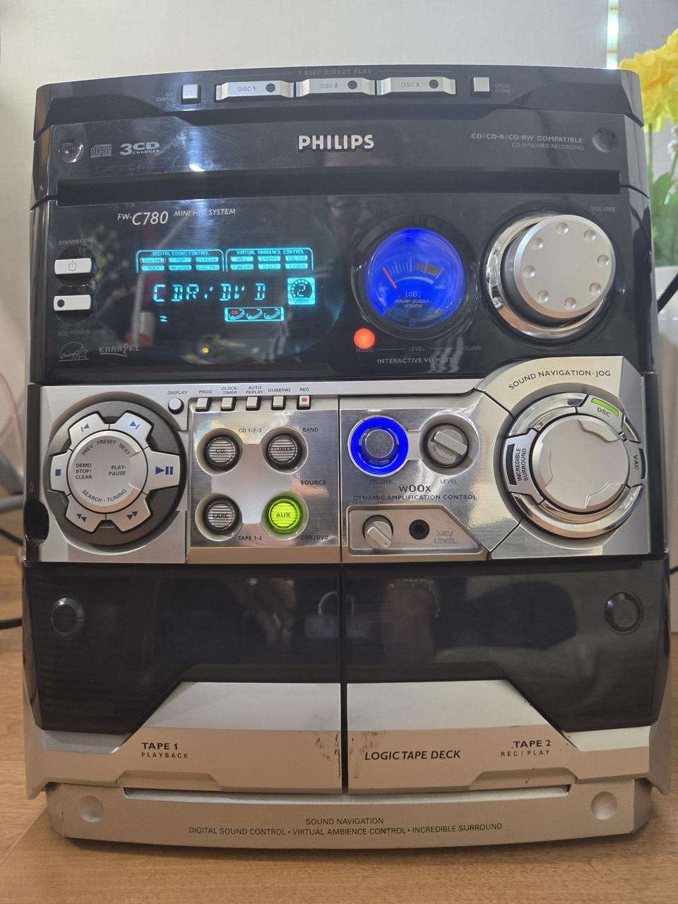 필립스 고출력의 오리지널 리시버 엠프더블카셋트기능과라디오기능을갖춘350W