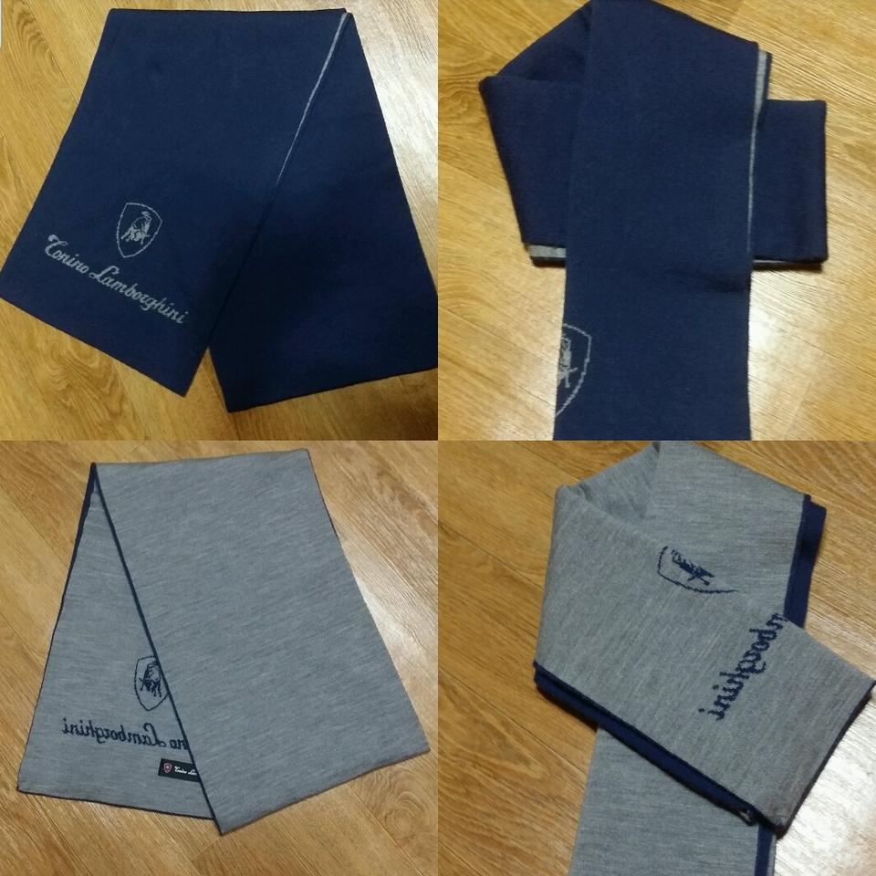 100% 메리노울 머플러 목도리 네이비색,회색 양면목도리 새상품