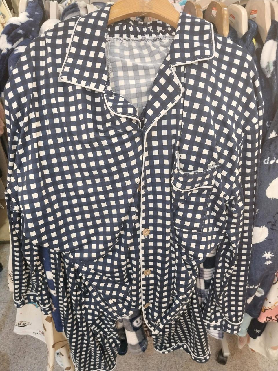 긴팔체크잠옷 세트