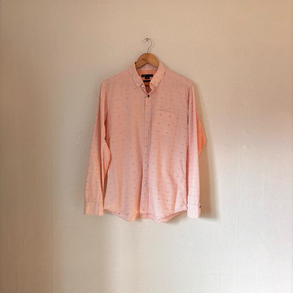 JILL 질스튜어트 캐주얼 슬림핏 셔츠 라이트 오렌지 투톤 L