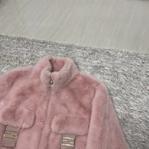 [L]핑크 크롭 퍼자켓