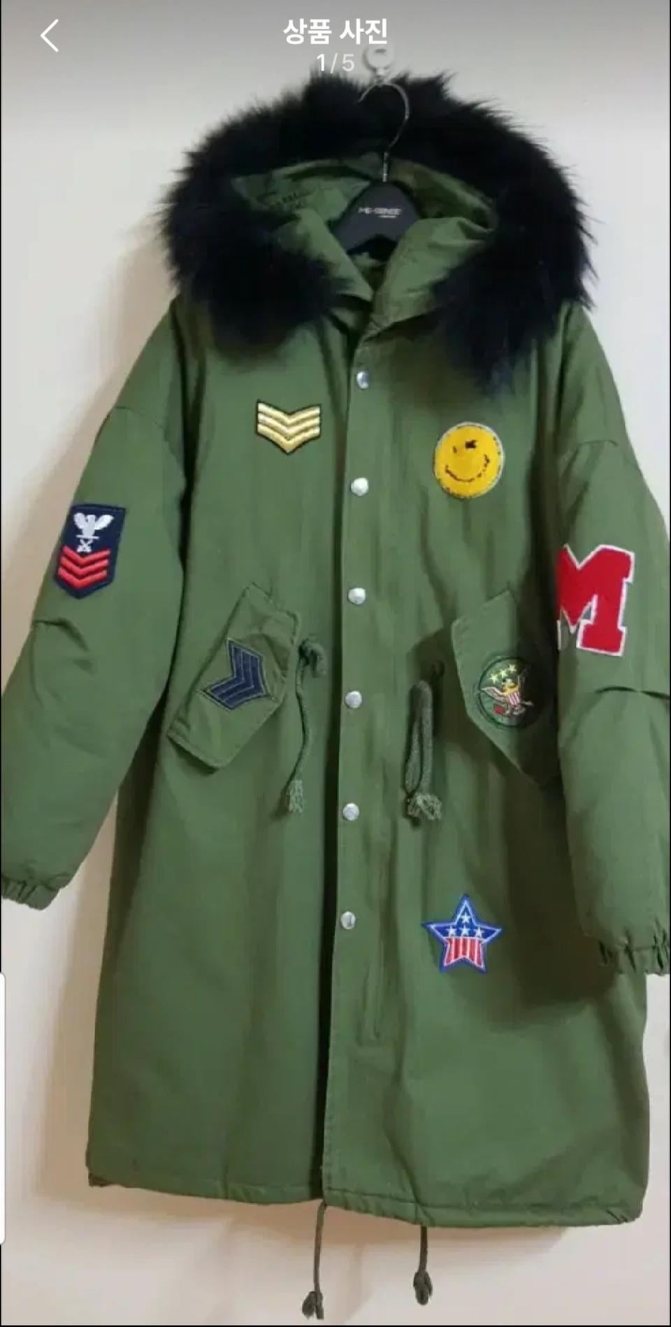 빈티지 야상 후드 롱패딩