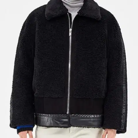 [시스템옴므] 위빙 디테일 퍼블록 덤블 무스탕<블랙>