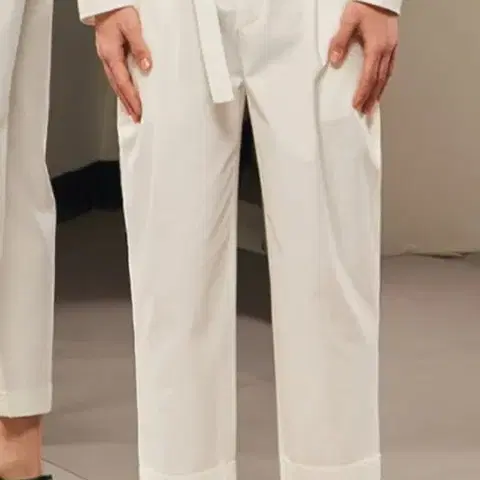 [시스템옴므](PARIS)버튼 웨이스트 벨티드 슬랙스