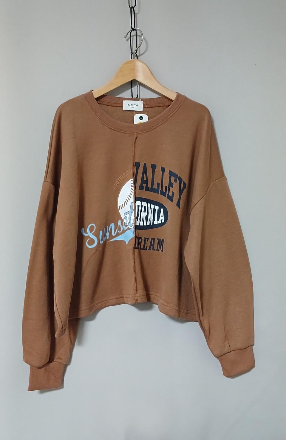 ❤베이스볼 반반 기모맨투맨 오버핏맨투맨