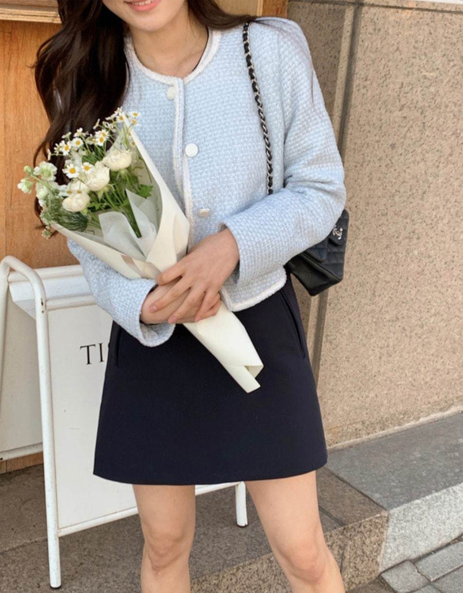 쇼퍼랜드 스프링 브리즈 트위드 자켓 스카이블루 소라 하늘