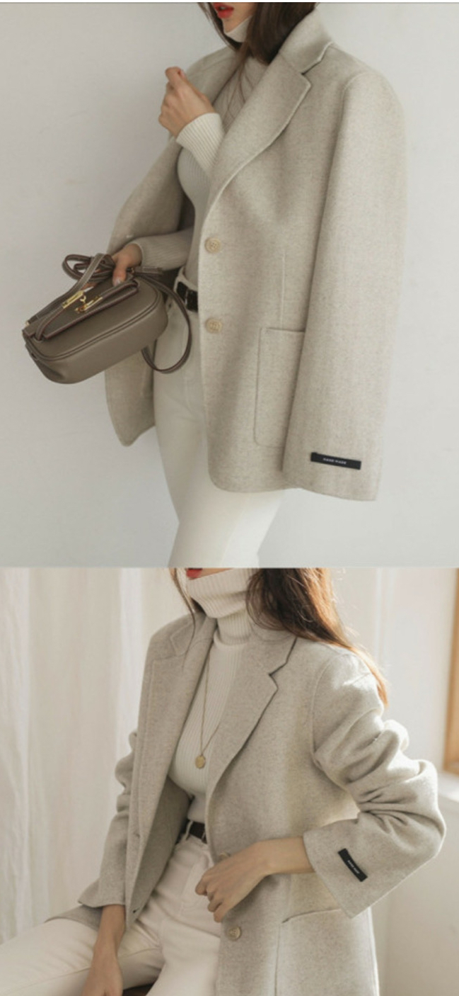 거의 새상품 핸드메이드 울자켓