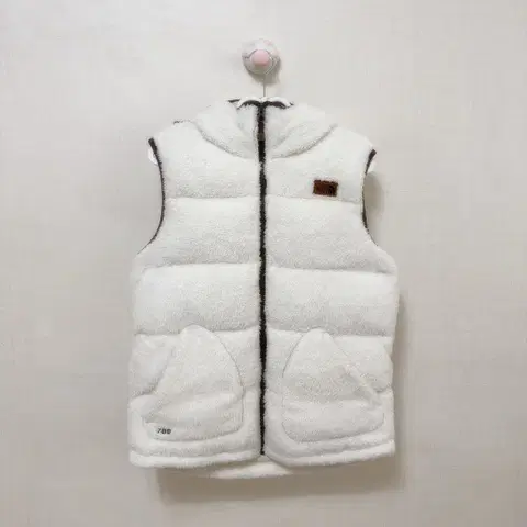 노스페이스 700 화이트 양털 후드 조끼 베스트 후리스 S