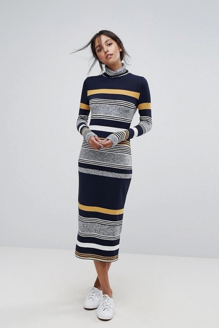 에스프리 니트 목폴라 롱 원피스