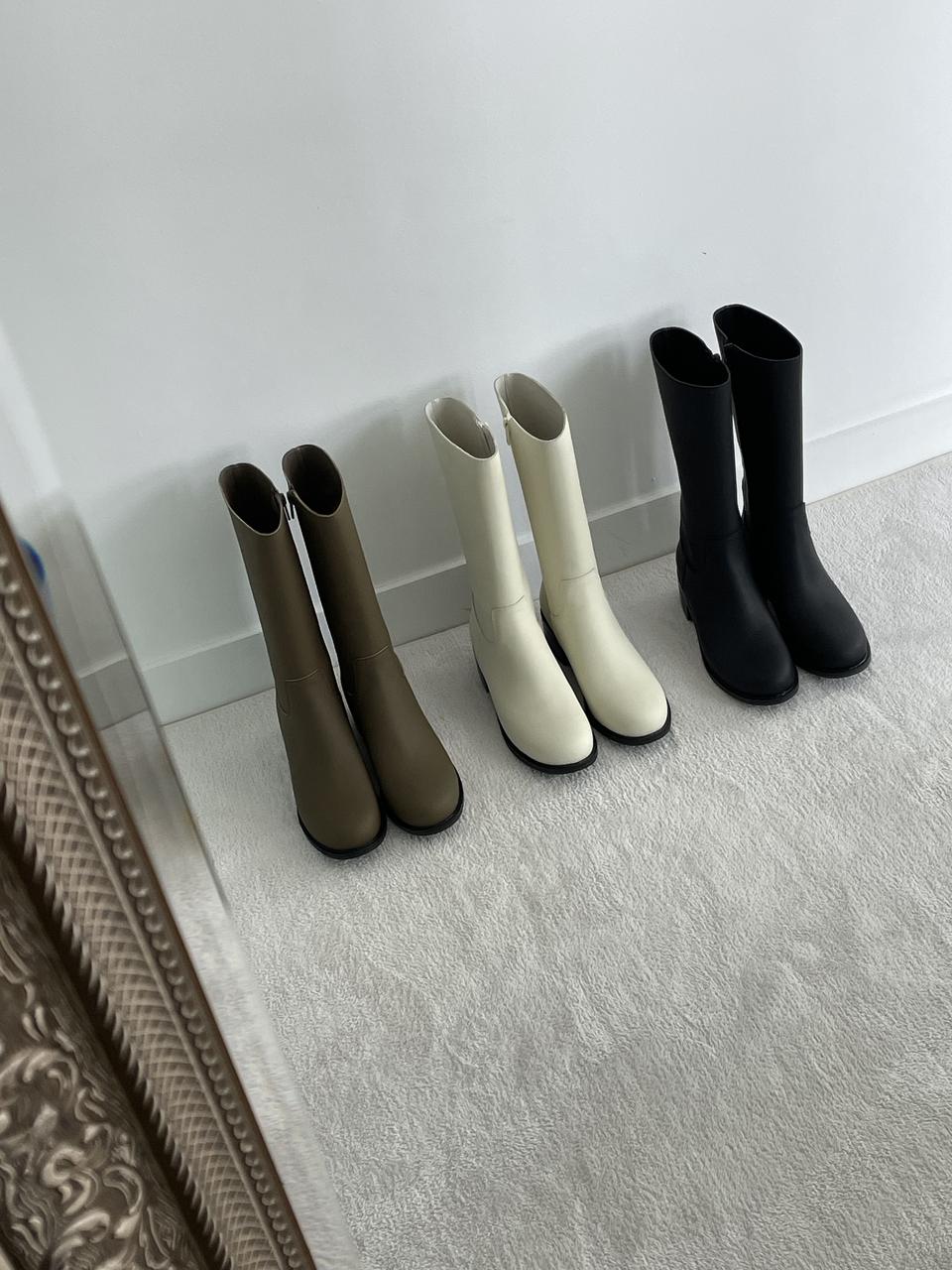 #1022. 부드러운 소가죽 4cm 데일리 미들부츠 230 카키