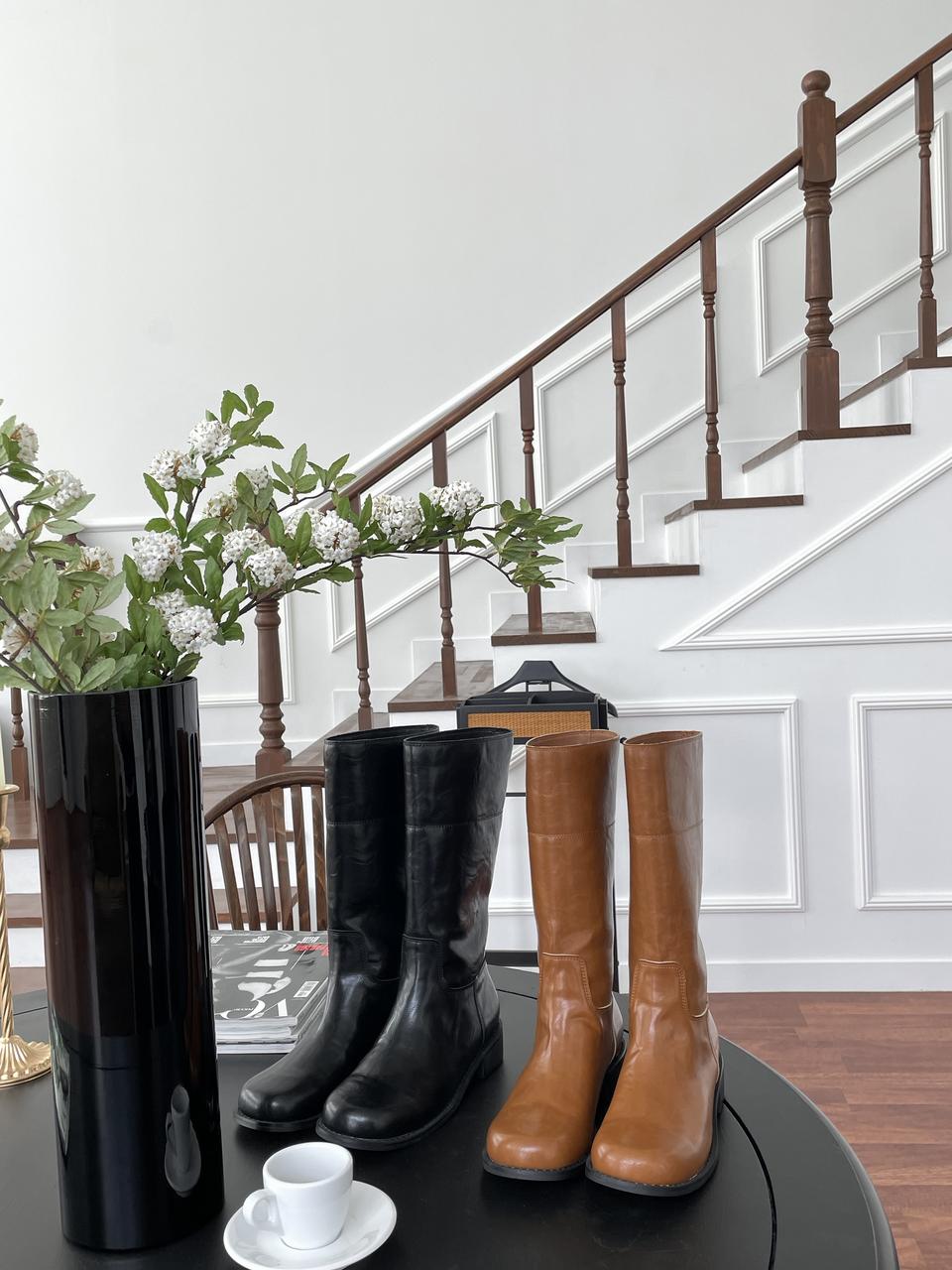 #1026. 슬림토 4cm 빈티지 멜팅크랙 캐쥬얼 미들부츠 230 블랙