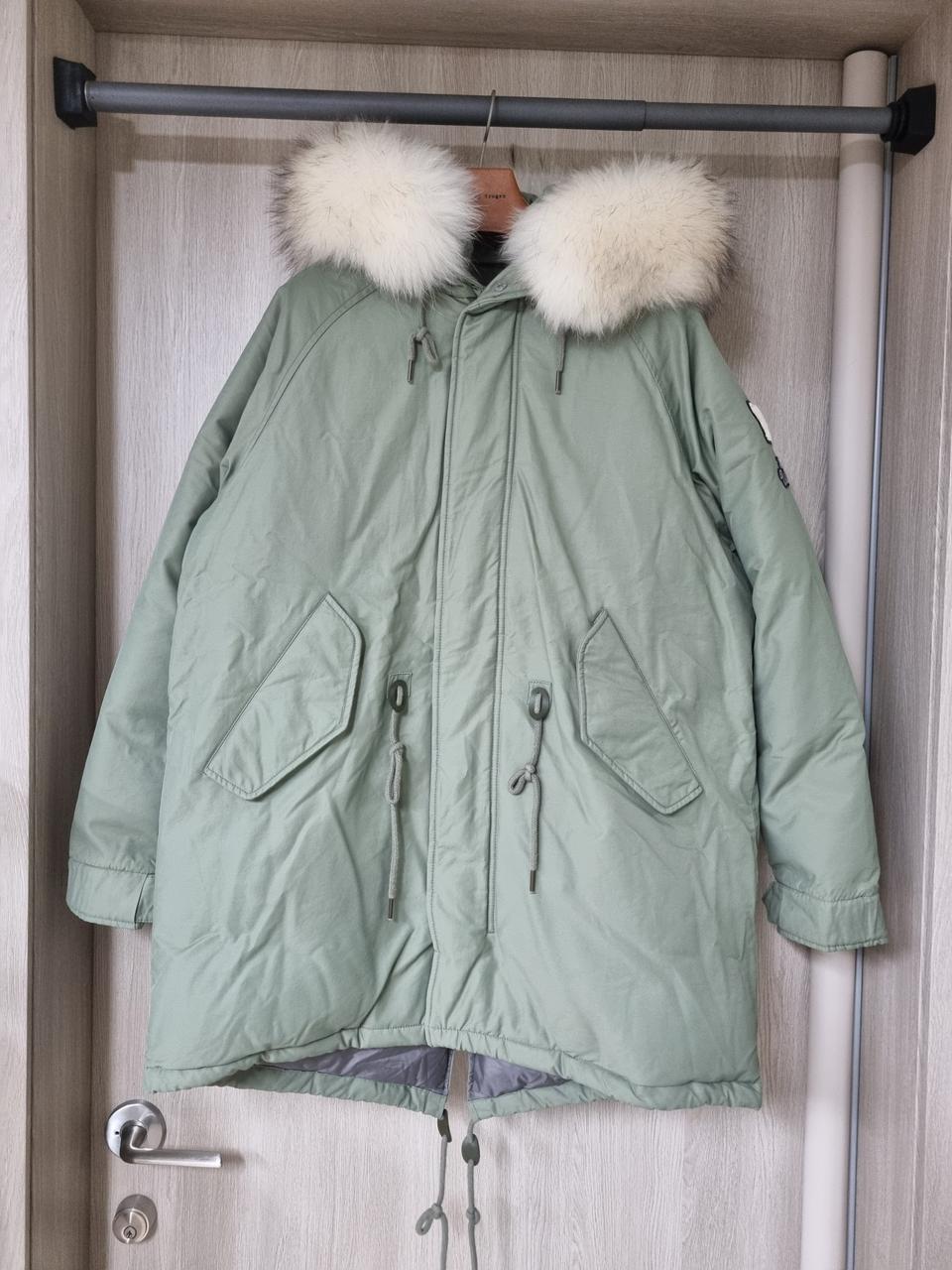 [M] 지프 JEEP 다운 오버핏 패딩 오리털 야상 라쿤 올리브 카키