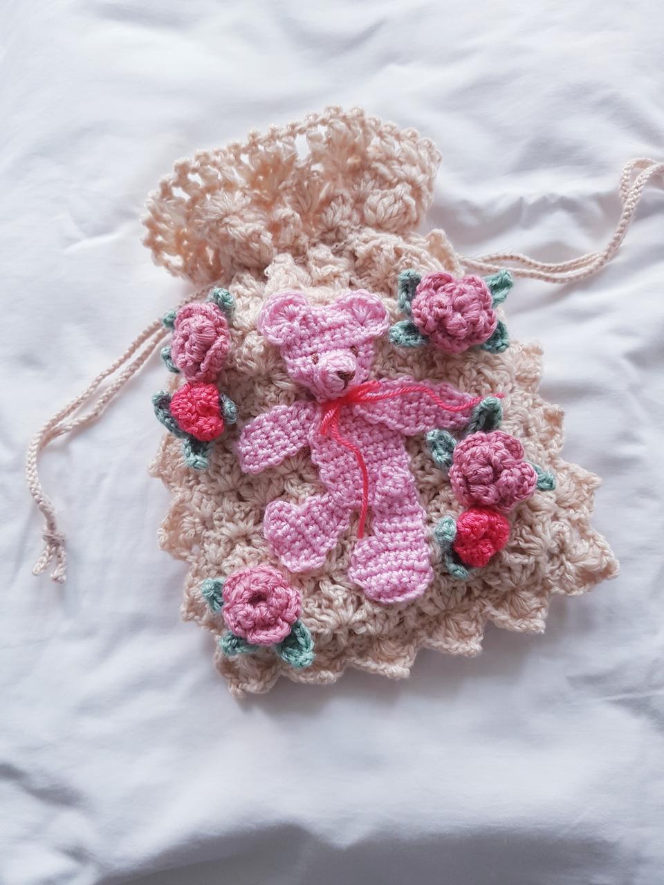 테디베어&로즈 크로쉐 가방​