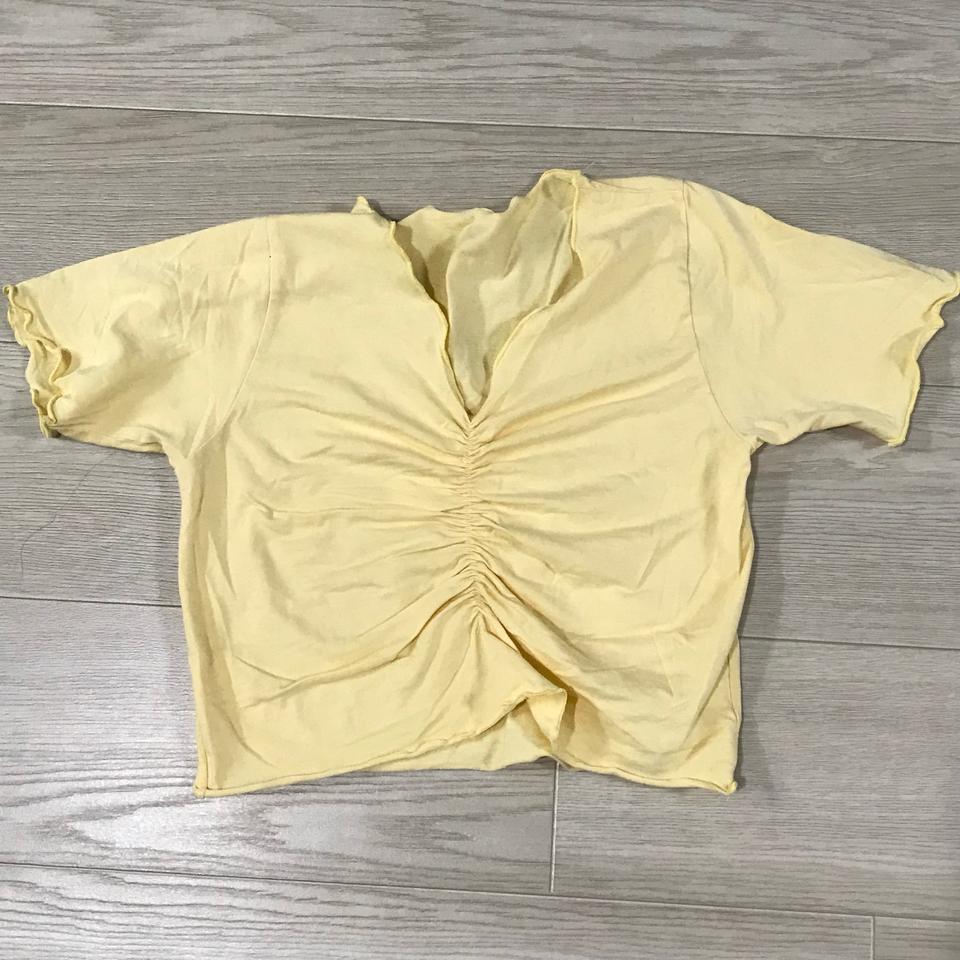 연노랑 셔링 크롭 반팔 티셔츠