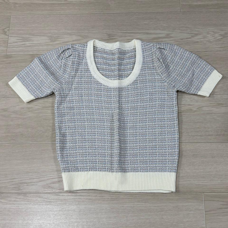 지그재그 코코블랑 트위드 반팔 니트