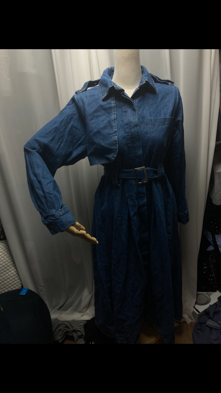 데님 벨티드자켓원피스