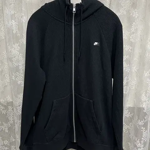 L)나이키 와플 블랙 후드집업 후디자켓