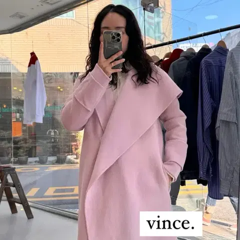 빈스 오키드 카라넥 언발란스 울 코트 44-55