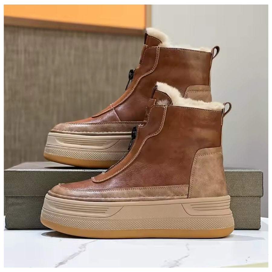 여성가죽방한부츠/겨울부츠/보온안감/ 앵클부츠/방수/4cm/225~250