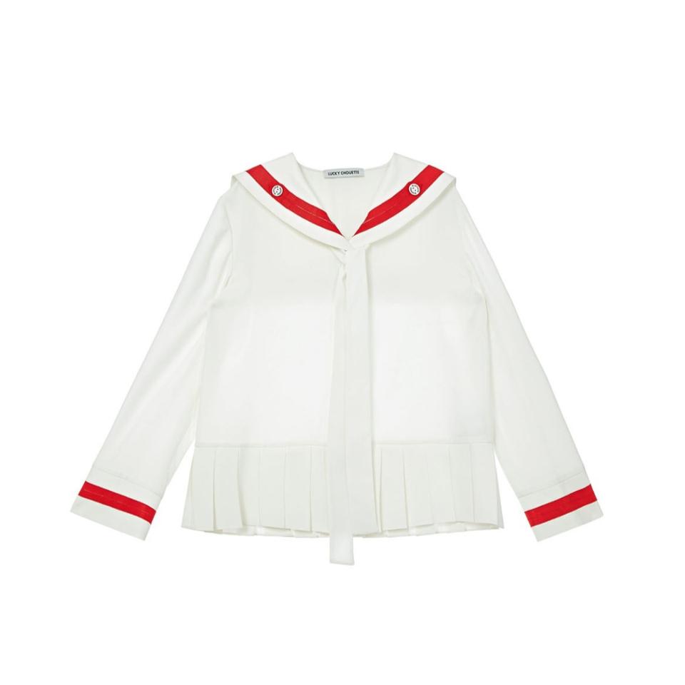 럭키슈에뜨 세일러 블라우스 36(55). 폴리