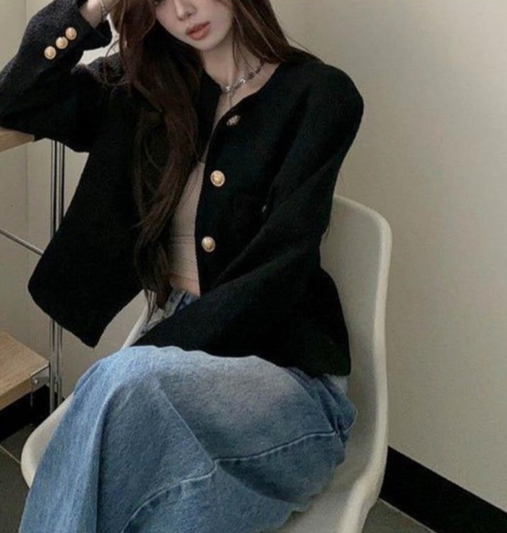 [새상품] 노카라 금장 숏 크롭 트위드 자켓