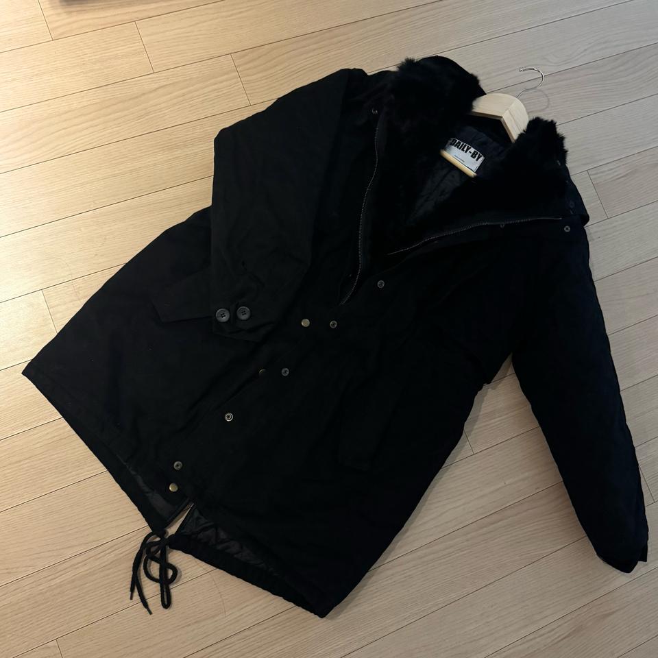 롱 폭스 털 야상 누빔 패딩 jk