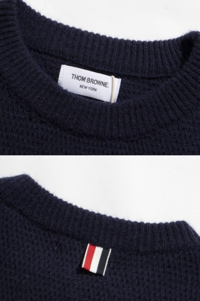 24년신상 톰브라운 사선 라운드 울 와플 니트