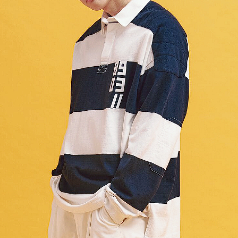 빈폴 스트라이프 럭비 카라 티셔츠