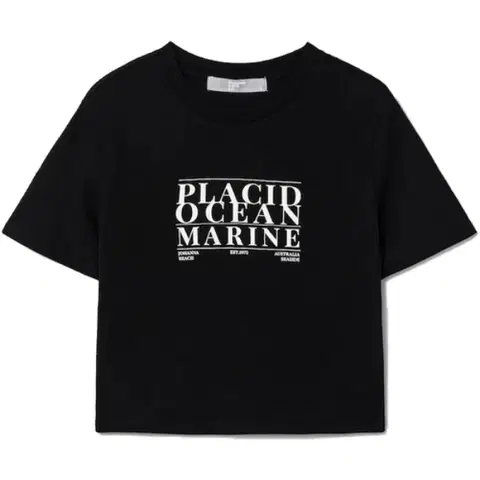 에잇세컨즈 레터링 크롭 반팔티 블랙