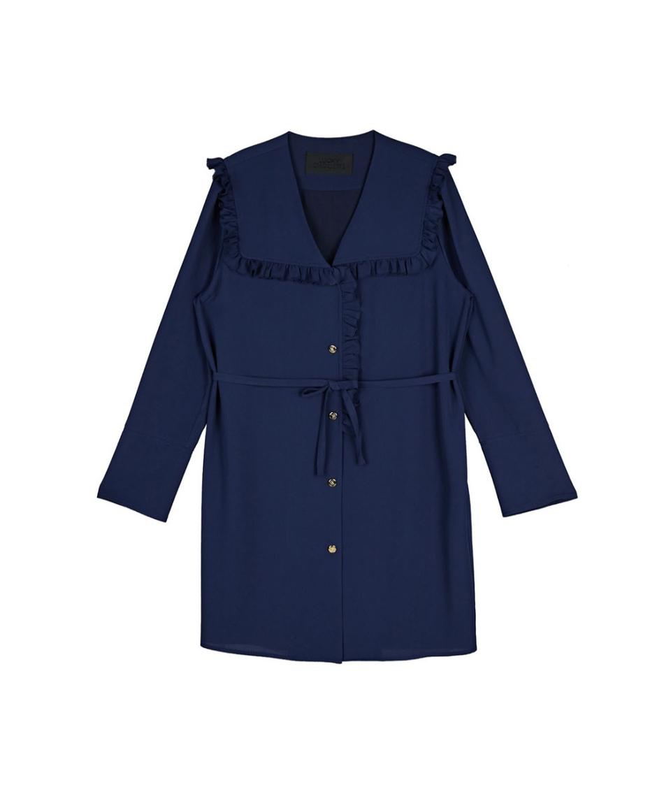 럭키슈에뜨 원피스 36(55). 네이비. 프릴. 허리끈