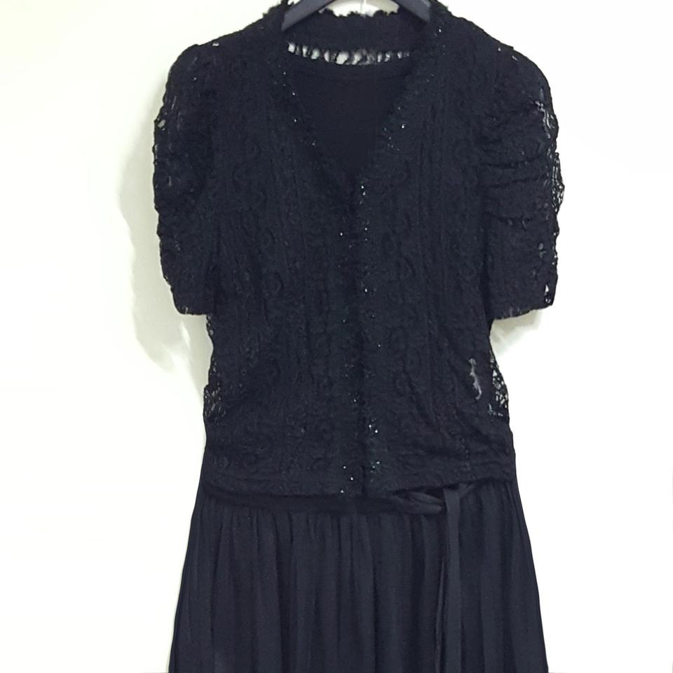 르샵 블랙 반팔 레이스 크롭 가디건