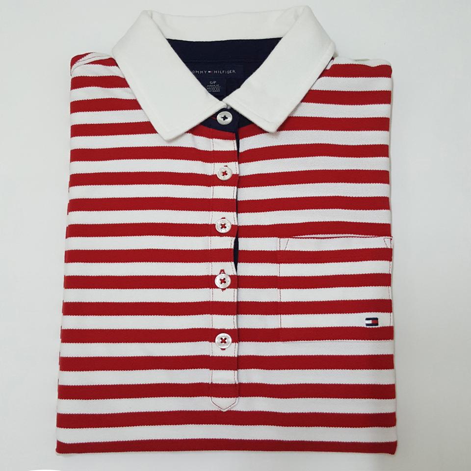 타미힐피거 레드 스트라이프 반팔 카라티