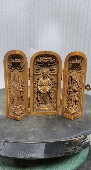 중국골동품 골동품 목제 조각이 섬세한 도교 목감