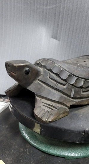 골동품 연대감 높은 거북형 목침 통나무 베게