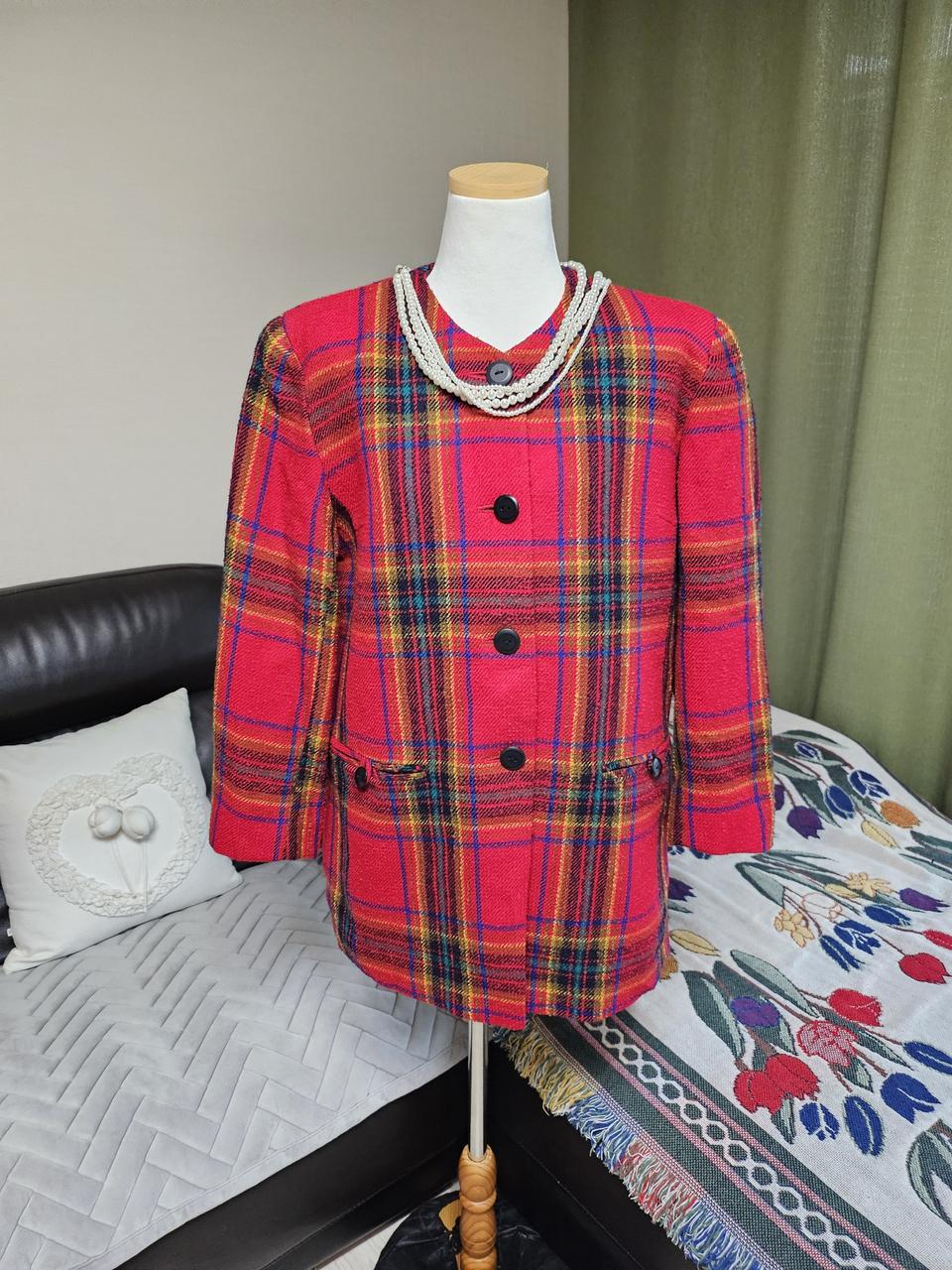 세련 타탄체크 클래식 루즈핏 울자켓