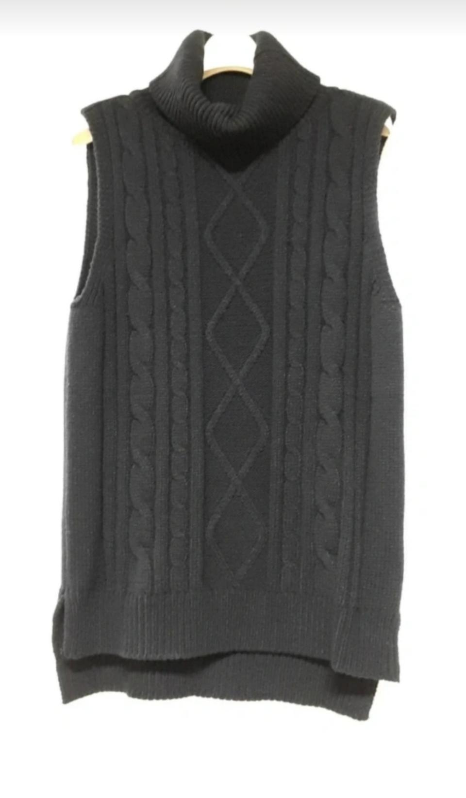 터틀넥 니트조끼 90(55-66),미사용, 남색