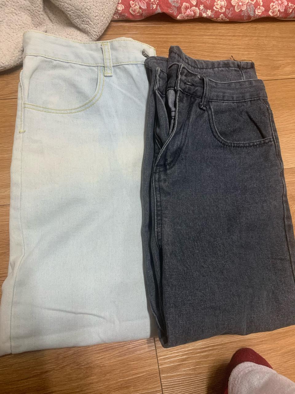 와이드 데님 팬츠 흑청연청