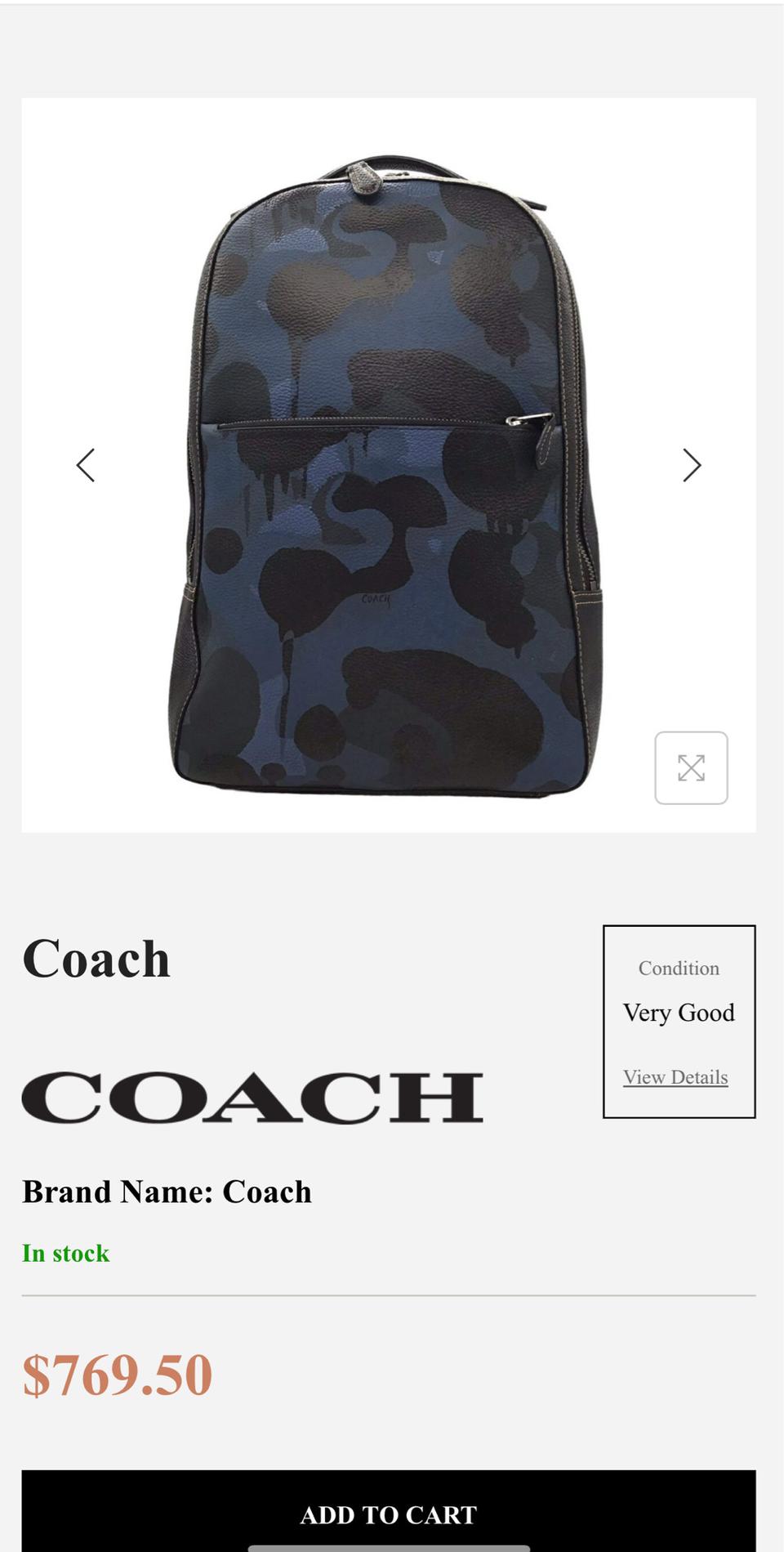 코치(Coach) 까무플라쥬 가죽 백팩