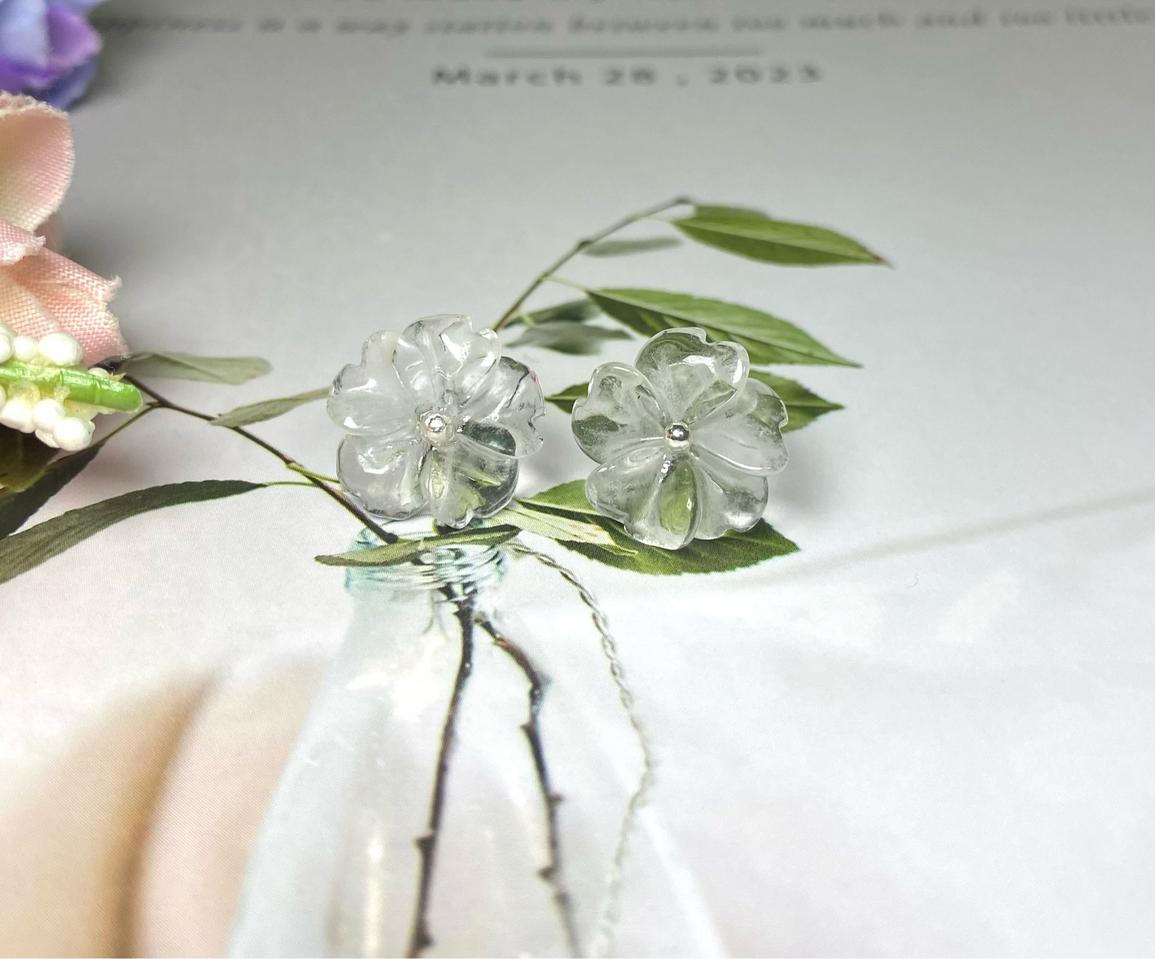 마음 안정 천연 백수정 실버 귀걸이 선물 연말 새해