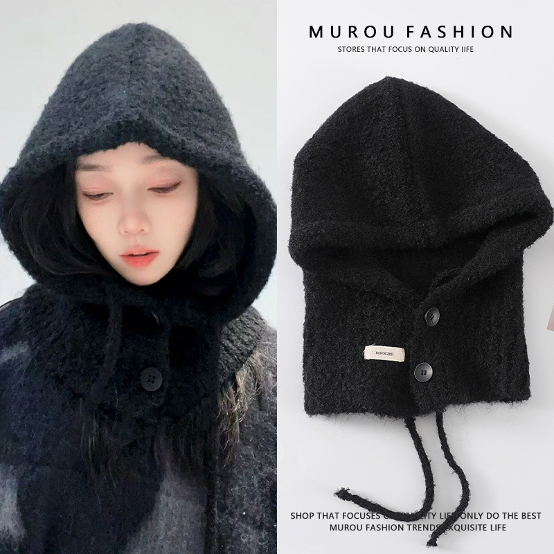 여성 후드모자 목도리 새상품 블랙