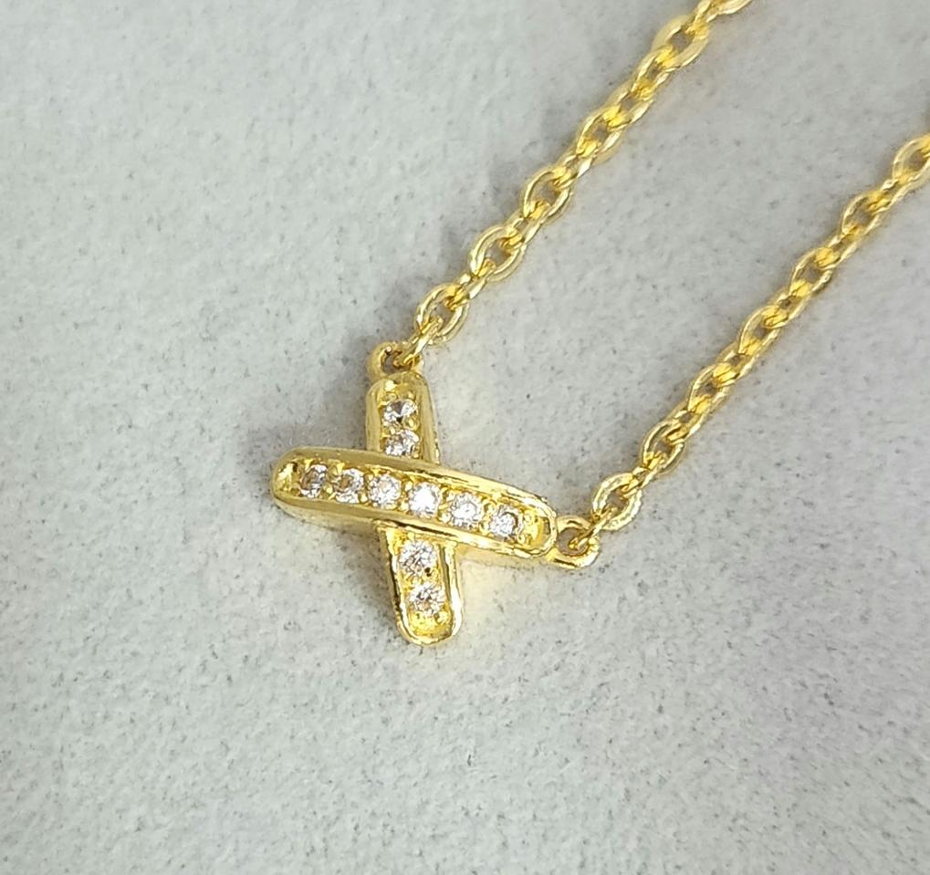 24k 순금 1돈 크로스 큐빅 목걸이 + 18k 장식