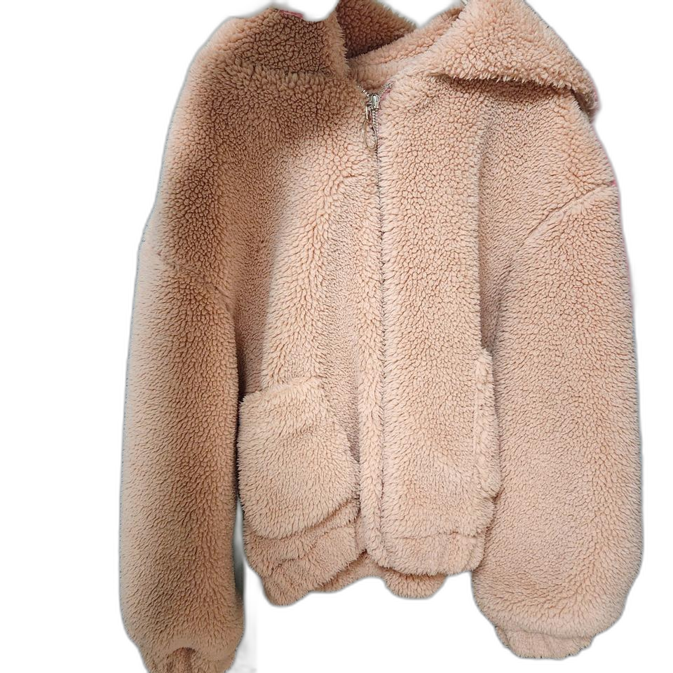 반크롭 일반길이 뽀글이 핑크후드