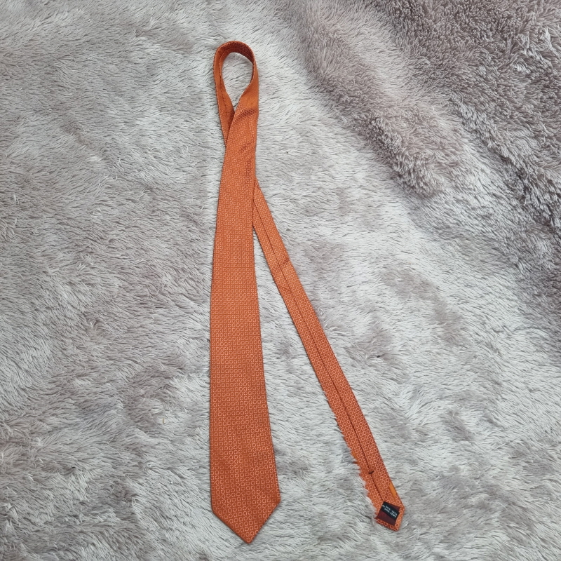 남 살바토레페라가모 오렌지 로고 넥타이 Z5981