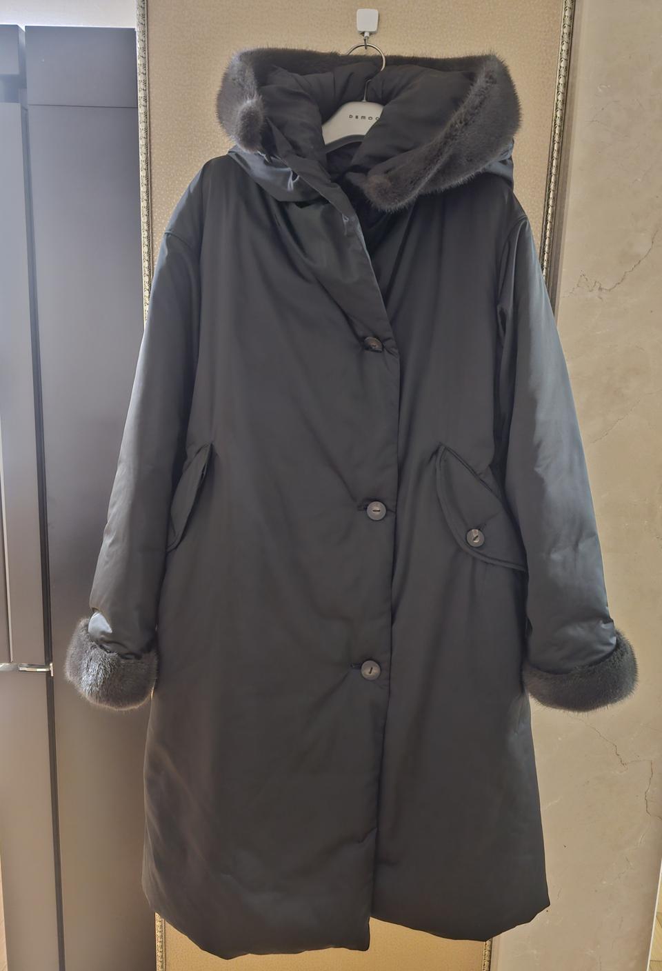 한섬 시스템 구스 천연 밍크 패딩