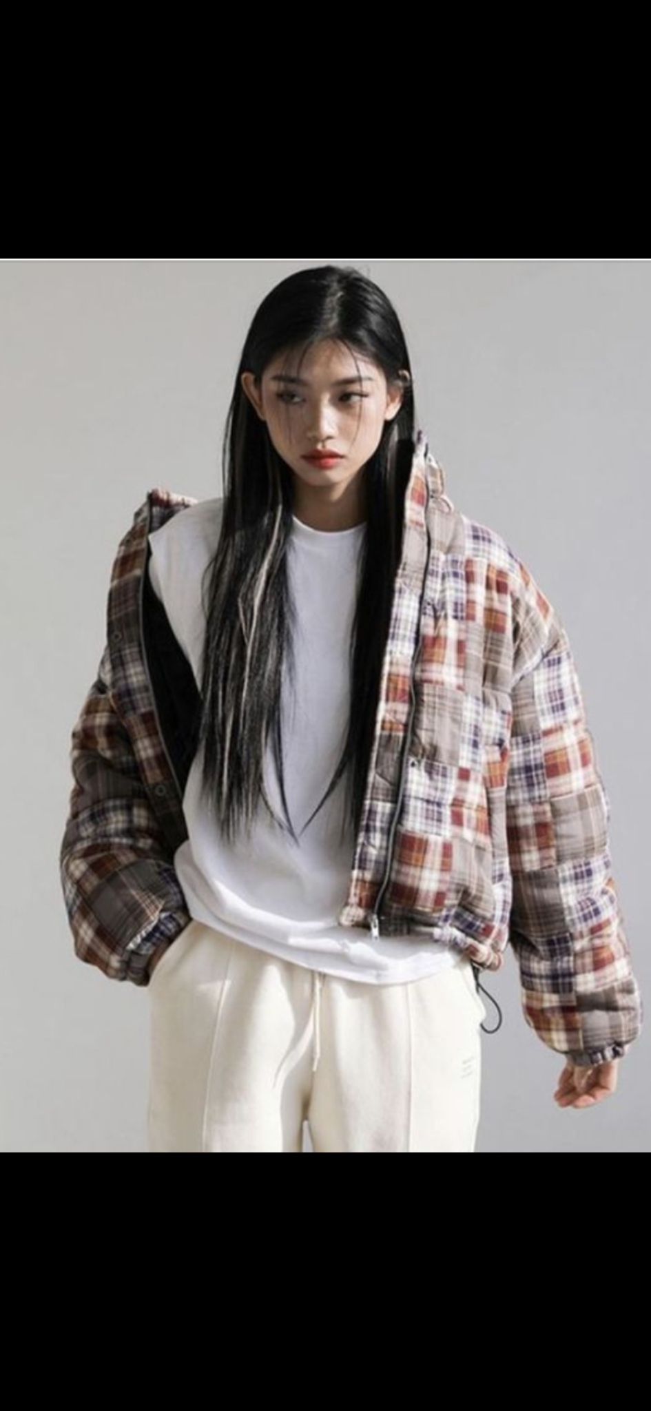 ❤체크면웰론숏패딩