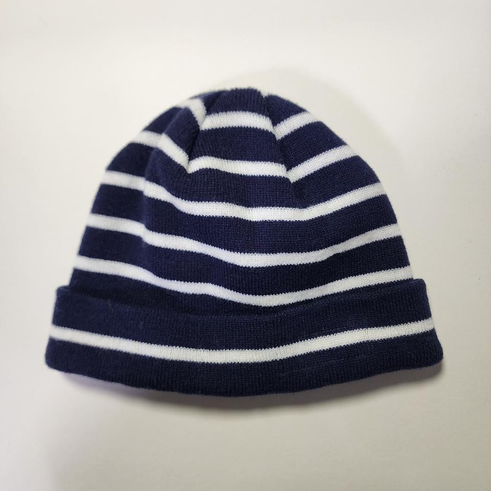 하드보일드코믹스 스트라이프 비니 네이비 화이트 줄무늬 모자 니트 숏