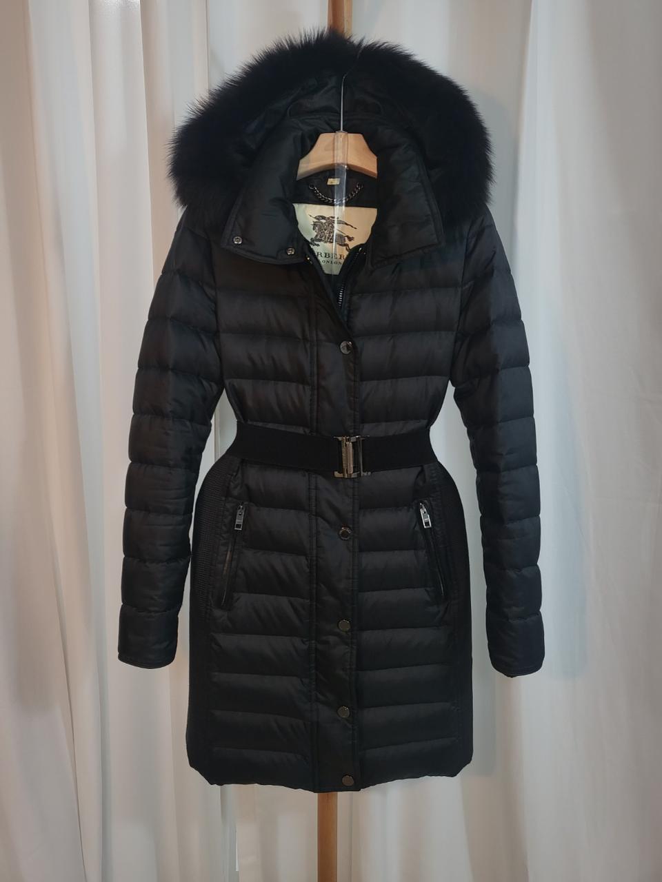 버버리 에비데일 폭스 퍼  패딩 블랙