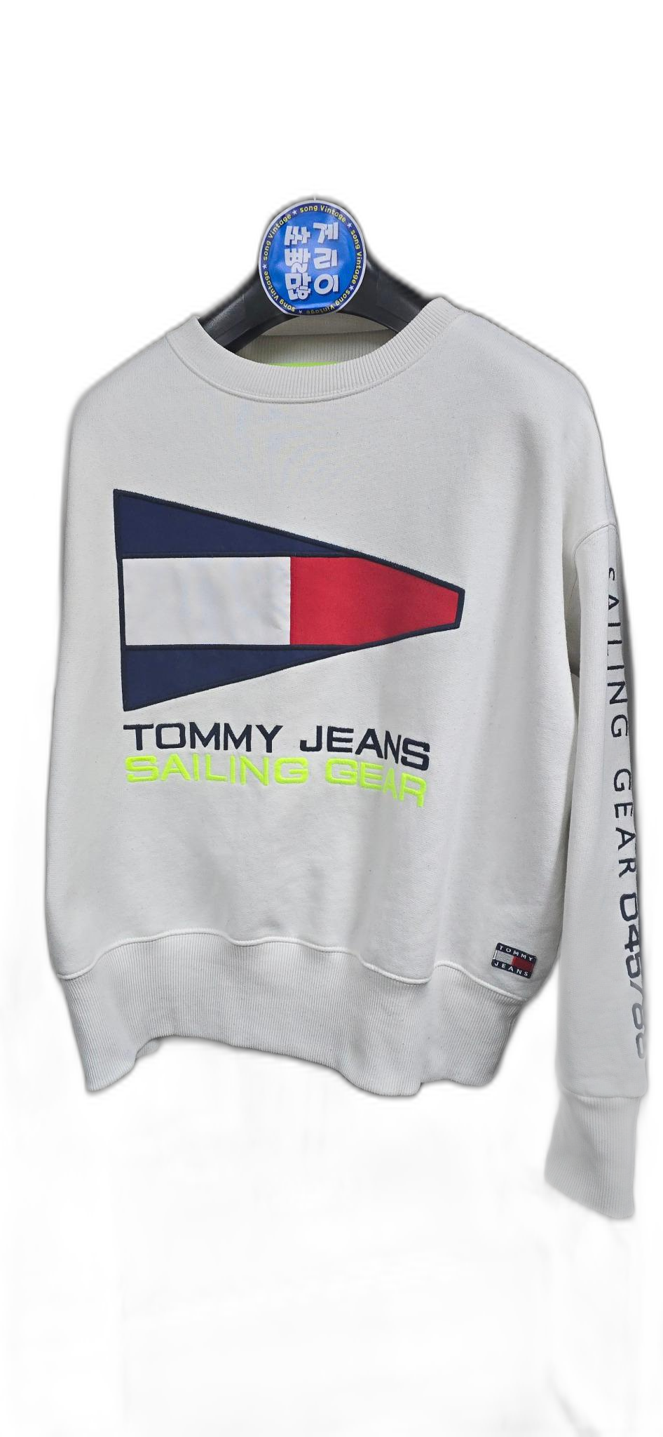 타미힐피거 진스 크롭 맨투맨티