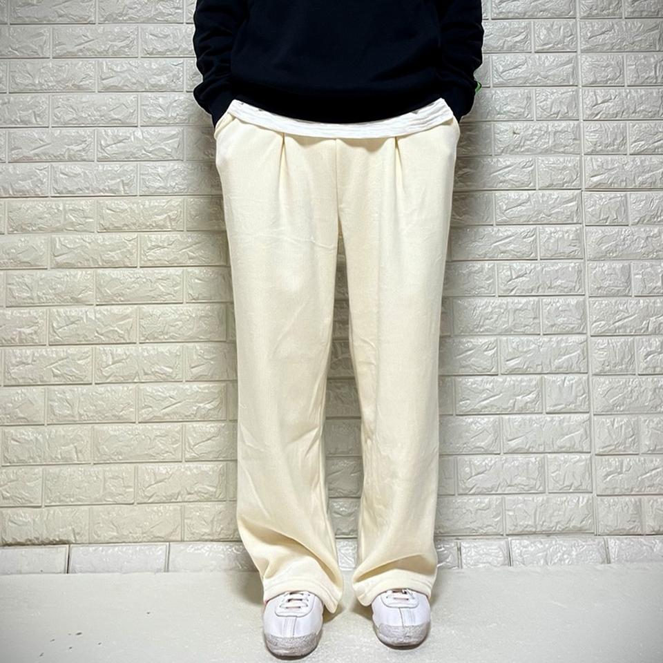 겨울 기모 밴딩 와이드 코듀로이팬츠 남녀공용 커플룩